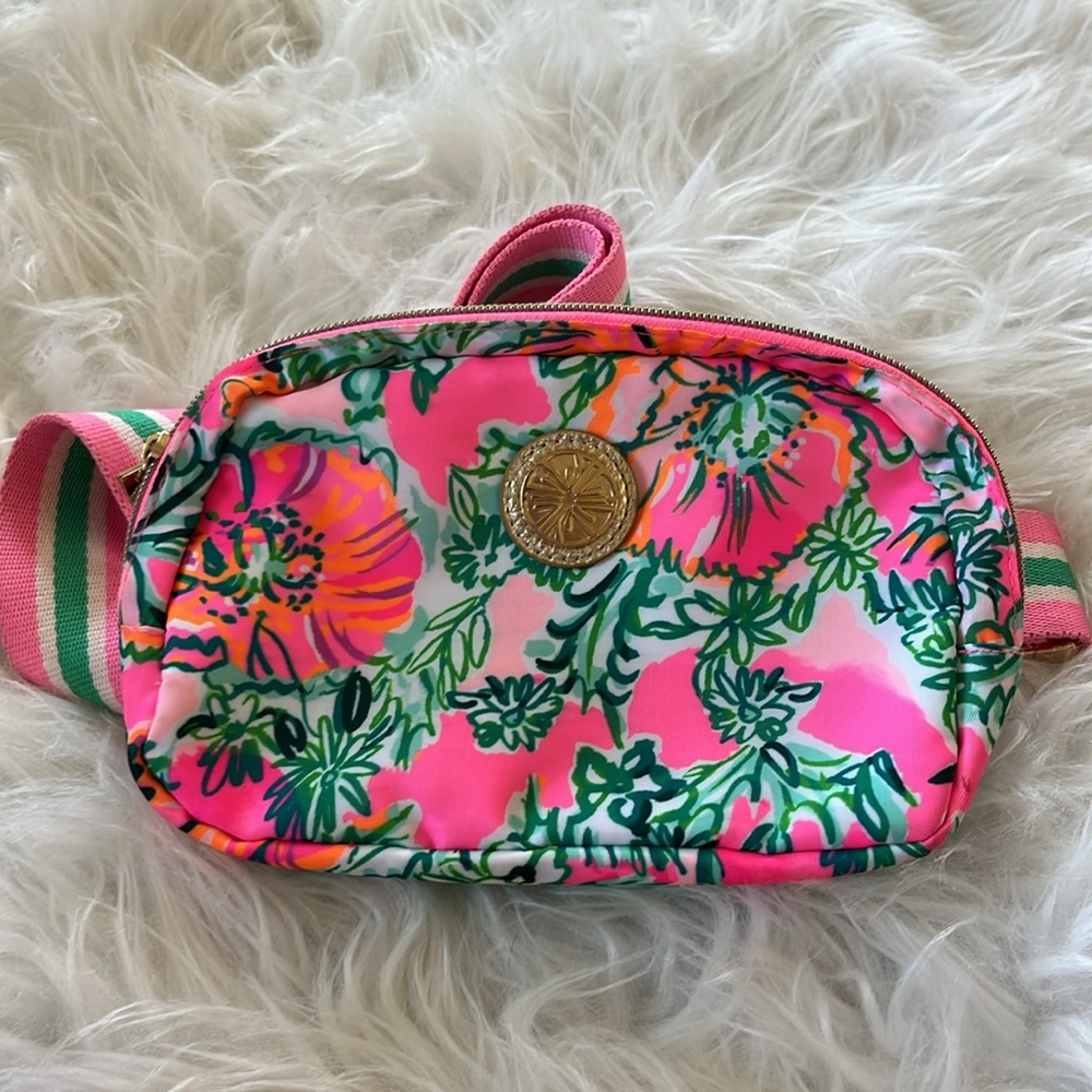 Lilly Pulitzer Runaround Belt Bag Soleil Pink Perfect Poppy